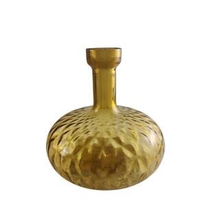 Vintage Empoli Amber Glass Decanter / Vase Diamond Optic (No Stopper)